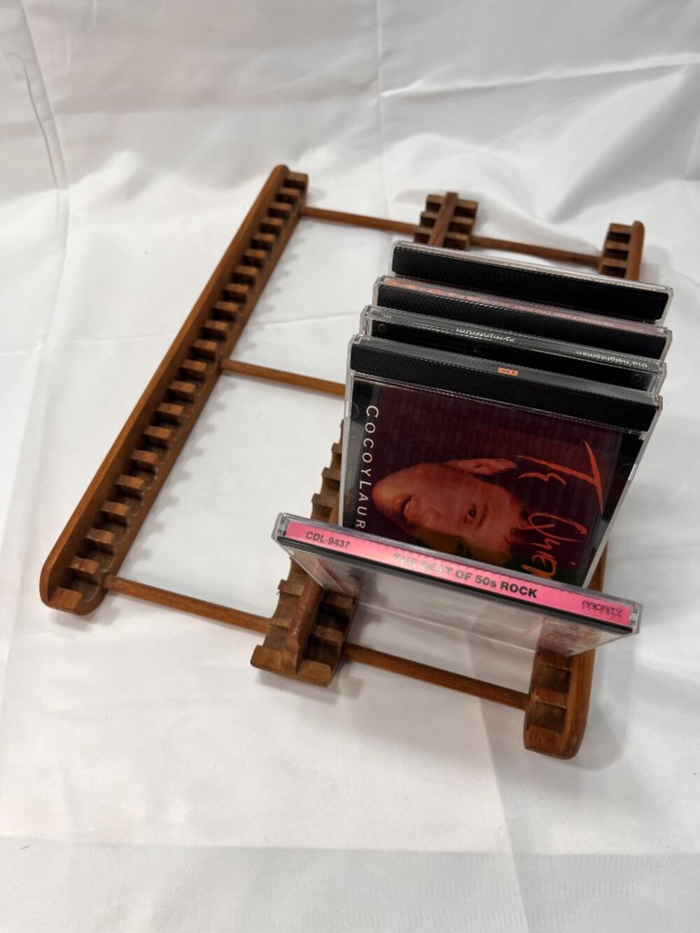Vintage HTF Teak Wood KALMAR DESIGNS 40 Disc Holder Flip Storage MCM CD DVD